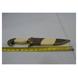 Decorative Fixed Blade Knife with Etched Brass Eagle Pommel and Sheath