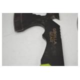 Hand tool lot: Gorilla Gear and Ozark Trail hatchets, multi-function axes