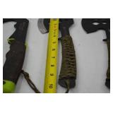 Hand tool lot: Gorilla Gear and Ozark Trail hatchets, multi-function axes