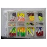 Camo Fishing Tackle Bag with Lures, Accessories, and Digital Scale