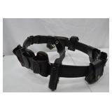 Vintage Black Leather Police Duty Belt with Multiple Pouches and Holsters