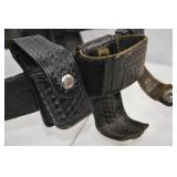Vintage Black Leather Police Duty Belt with Multiple Pouches and Holsters