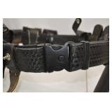 Vintage Black Leather Police Duty Belt with Multiple Pouches and Holsters