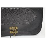 Black Leather Celtic Knot Belt Pouch, 8 Inch