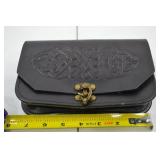 Black Leather Celtic Knot Belt Pouch, 8 Inch