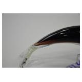 Set of 2 Art Glass Dolphin Figurines - Black and Blue Accents