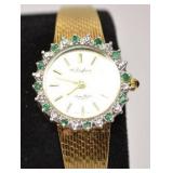 S. Dupharis 14k Gold Watch with Gem Accents