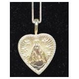 Madonna Necklace with Heart Pendant and Paperclip Chain by Melinda Maria