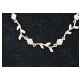 Rose Gold Tone Floral Necklace with Clear Stones, 18 in.