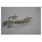 Rhinestone Scimitar and Star Brooch Pin