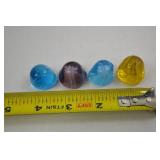 Lot of 4 Art Glass Nuggets Marbles Assorted Colors