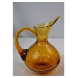 Vintage Amber Glass Assortment: Pitcher, Tumbler, Compote, Carnival Bowl