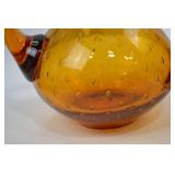 Vintage Amber Glass Assortment: Pitcher, Tumbler, Compote, Carnival Bowl
