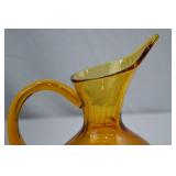 Vintage Amber Glass Assortment: Pitcher, Tumbler, Compote, Carnival Bowl