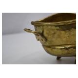 Vintage Hammered Brass Decor Lot: Bowl, Deer, and Leaf Dish