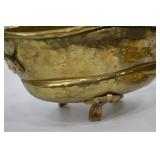 Vintage Hammered Brass Decor Lot: Bowl, Deer, and Leaf Dish