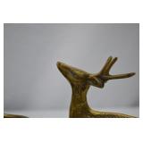 Vintage Hammered Brass Decor Lot: Bowl, Deer, and Leaf Dish