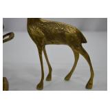 Vintage Hammered Brass Decor Lot: Bowl, Deer, and Leaf Dish