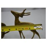 Vintage Hammered Brass Decor Lot: Bowl, Deer, and Leaf Dish