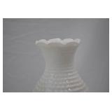 Pair of Vintage White Hobnail Milk Glass Table Lamps, 12 in.