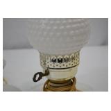 Pair of Vintage White Hobnail Milk Glass Table Lamps, 12 in.