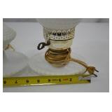 Pair of Vintage White Hobnail Milk Glass Table Lamps, 12 in.