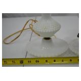 Pair of Vintage White Hobnail Milk Glass Table Lamps, 12 in.