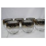 Set of 6 Silver Ombre Floral Etched Glasses