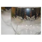 Set of 6 Silver Ombre Floral Etched Glasses