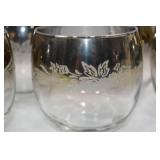 Set of 6 Silver Ombre Floral Etched Glasses