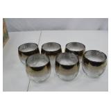 Set of 6 Silver Ombre Floral Etched Glasses