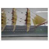 Vintage Ship in a Bottle Model Tall Ship Barque 12 in Glass Nautical Decor
