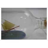 Vintage Ship in a Bottle Model Tall Ship Barque 12 in Glass Nautical Decor