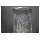 Trendy Crystal God Bless America Engraved Crystal Sculpture 7 Inch