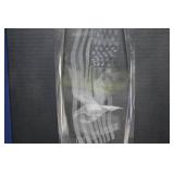 Trendy Crystal God Bless America Engraved Crystal Sculpture 7 Inch