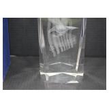 Trendy Crystal God Bless America Engraved Crystal Sculpture 7 Inch