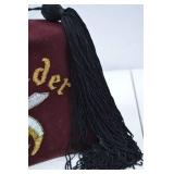 Shriner Al Kader Maroon Fez with Tassel and Embroidered Emblem