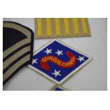 WWII Military Patch and Ribbon Lot - Guadalcanal, Rank, Service Stripes