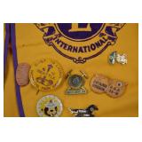 Lions Club International Award Vest w/ Attendance Pins & Ione, Oregon Badge