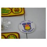 Fair Lanes Bowling Patches and 164th Infantry Reunion Buttons Lot
