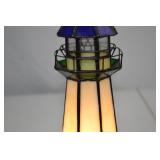 Stained Glass Lighthouse Table Lamp, 12 Inch