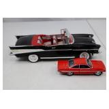 Jada 1:32 Red Diecast Car and Black Chevy Bel Air Convertible Model Lot