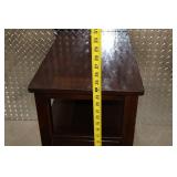 Dark Wood Side Table with Two Drawers and Shelf, 24x12x24 Inches