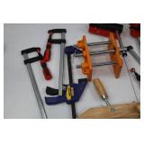 Assorted woodworking clamps and vise set