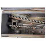 Lot of Vintage Hand Tools and Metal Toolbox