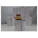 Lot of 11 White Stainless Steel Tumblers with Lids