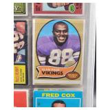 Binder with Assorted Vintage Minnesota Vikings Football Cards and Minnesota North Star Hockey Cards