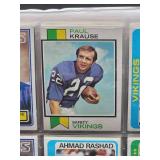 Binder with Assorted Vintage Minnesota Vikings Football Cards and Minnesota North Star Hockey Cards