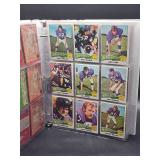 Binder with Assorted Vintage Minnesota Vikings Football Cards and Minnesota North Star Hockey Cards