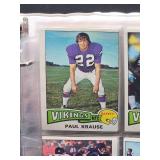 Binder with Assorted Vintage Minnesota Vikings Football Cards and Minnesota North Star Hockey Cards